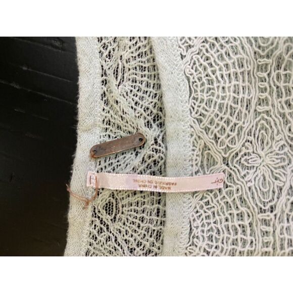 Free People L Mint Green Kristobel Crochet Peplum Oversized Sweater or Dress FP - Picture 7 of 9